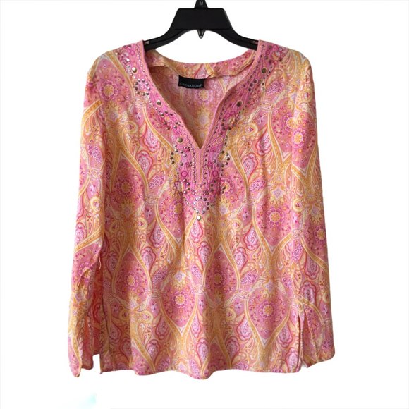 Cynthia Rowley Long Sleeve Style Top/Tunic Studded Size Medium - Picture 4 of 7